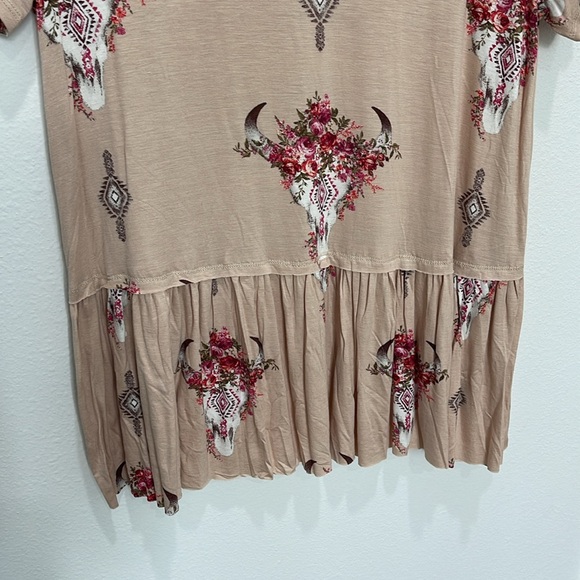 Floral Cow Skull Peplum Tee - Picture 8 of 11